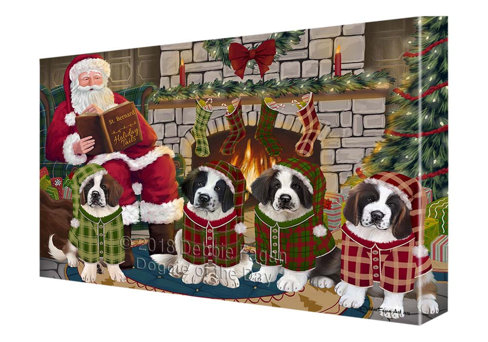 Christmas Cozy Holiday Tails Saint Bernards Dog Canvas Print Wall Art Décor CVS118376