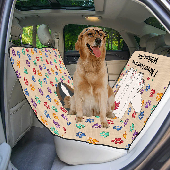 Personalized I Never Leave Home Paw Print Saint Bernard Dogs Pet Back Car Seat Cover