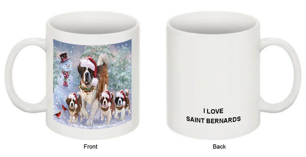 Christmas Running Family Saint Bernards Dog Coffee Mug MUG52039
