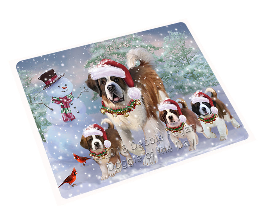 Christmas Running Family Saint Bernards Dog Magnet MAG75777 (Small 5.5" x 4.25")