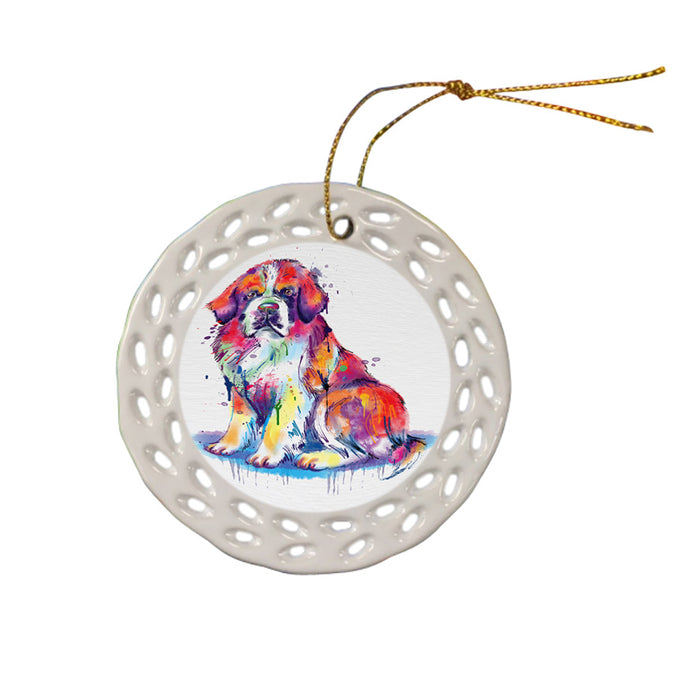 Watercolor Saint Bernard Dog Ceramic Doily Ornament DPOR57394
