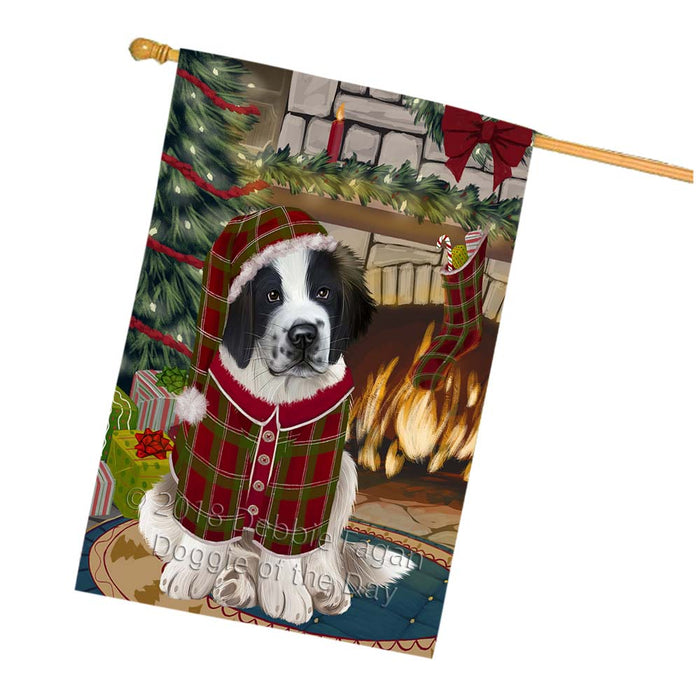 The Stocking was Hung Saint Bernard Dog House Flag FLG56022