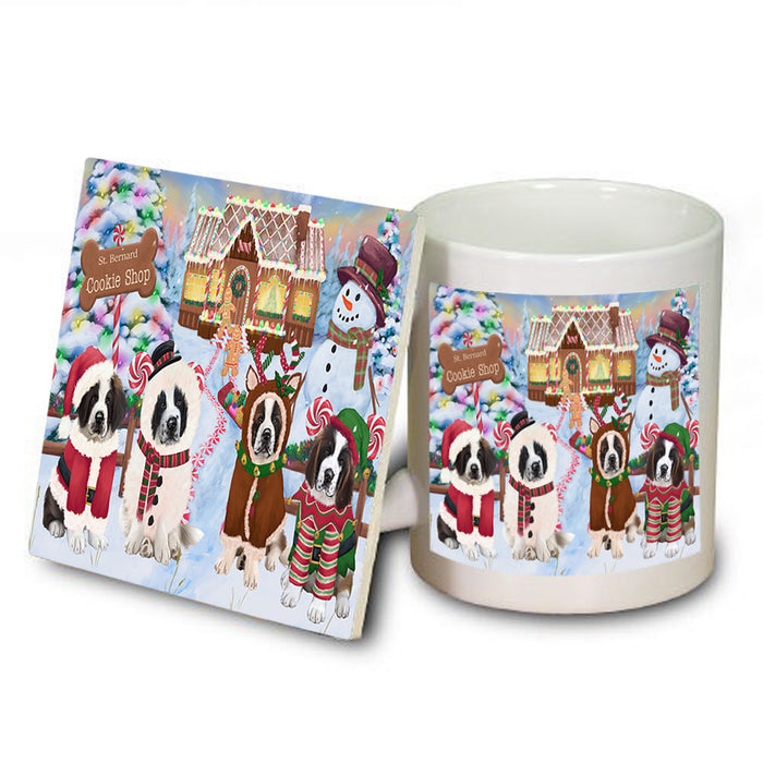 Holiday Gingerbread Cookie Shop Saint Bernards Dog Mug and Coaster Set MUC56606
