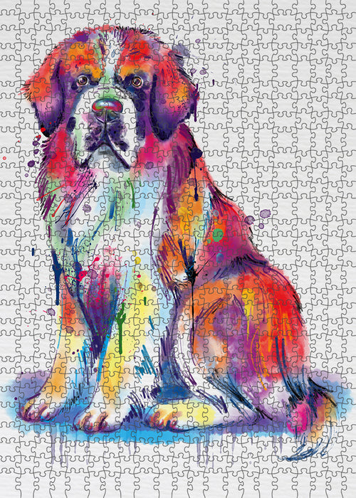 Watercolor Saint Bernard Dog Puzzle with Photo Tin PUZL97204