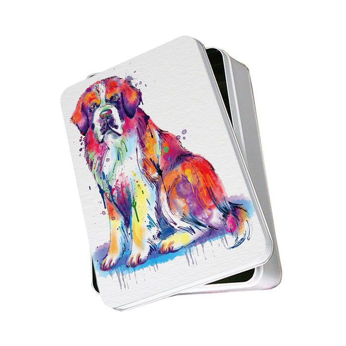 Watercolor Saint Bernard Dog Photo Storage Tin PITN57042