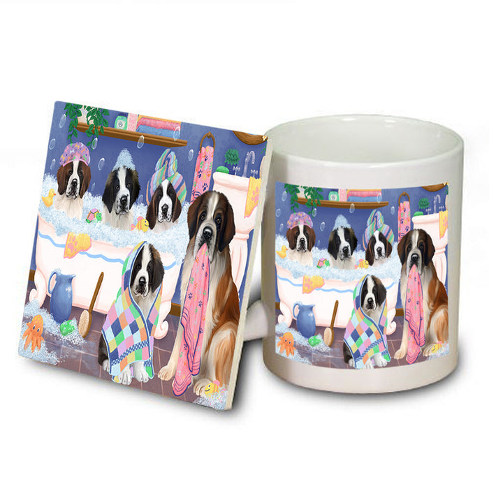 Rub A Dub Dogs In A Tub Saint Bernards Dog Mug and Coaster Set MUC56809