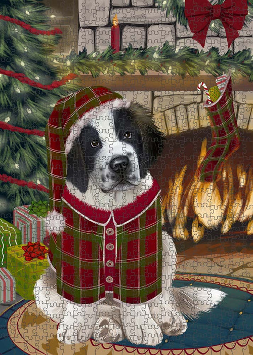The Stocking was Hung Saint Bernard Dog Puzzle with Photo Tin PUZL90576