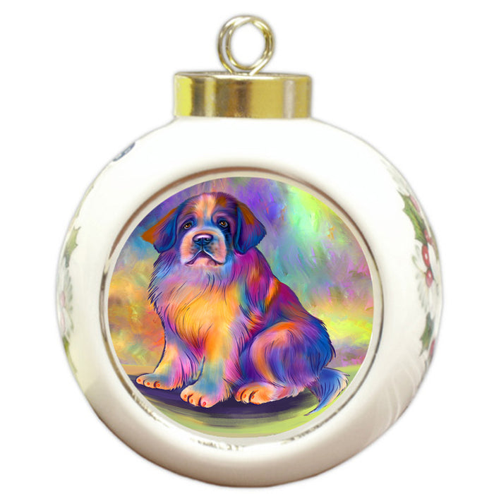 Paradise Wave Saint Bernard Dog Round Ball Christmas Ornament RBPOR57086