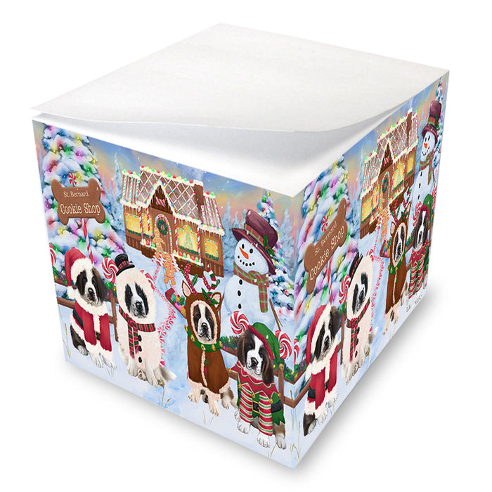 Holiday Gingerbread Cookie Shop Saint Bernards Dog Note Cube NOC54686
