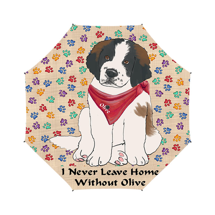 Custom Pet Name Personalized I never Leave Home Saint Bernard Dog Semi-Automatic Foldable Umbrella