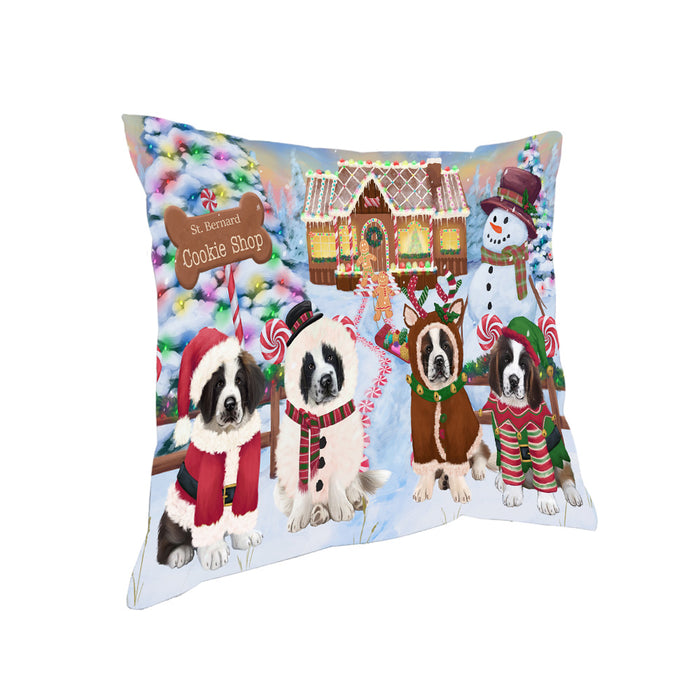 Holiday Gingerbread Cookie Shop Saint Bernards Dog Pillow PIL80748