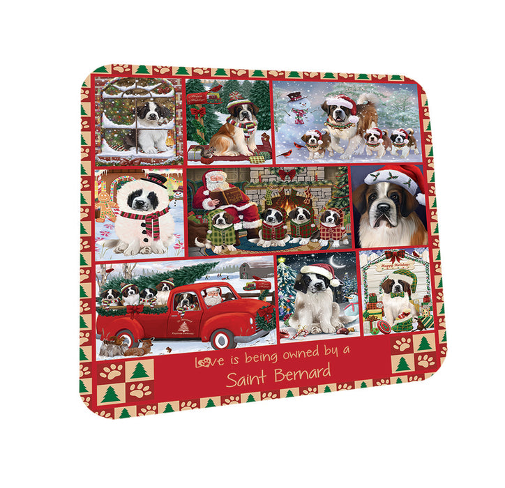 Love is Being Owned Christmas Saint Bernard Dogs Coasters Set of 4 CST57208