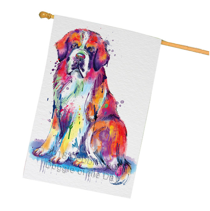 Watercolor Saint Bernard Dog House Flag FLG65123