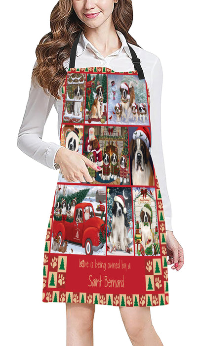 Love is Being Owned Christmas Saint Bernard Dogs Apron