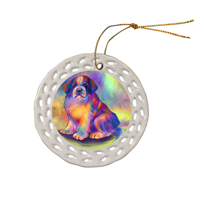 Paradise Wave Saint Bernard Dog Ceramic Doily Ornament DPOR57086