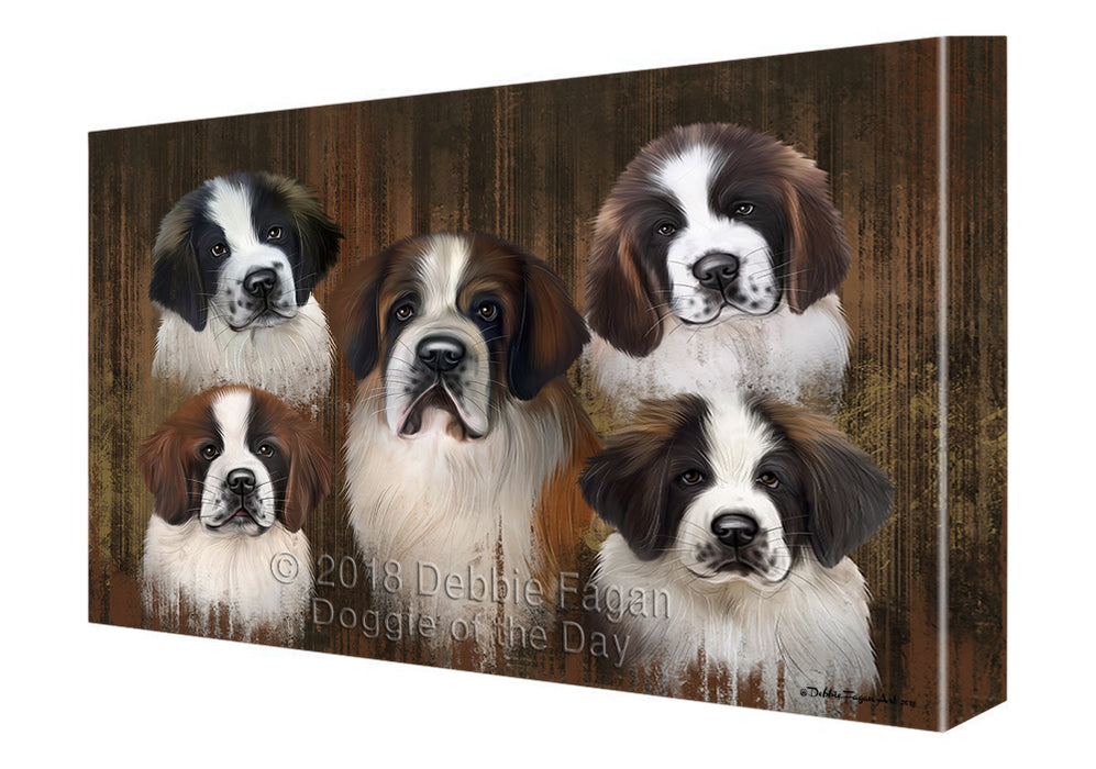 Rustic 5 Saint Bernards Dog Canvas Wall Art CVS61680