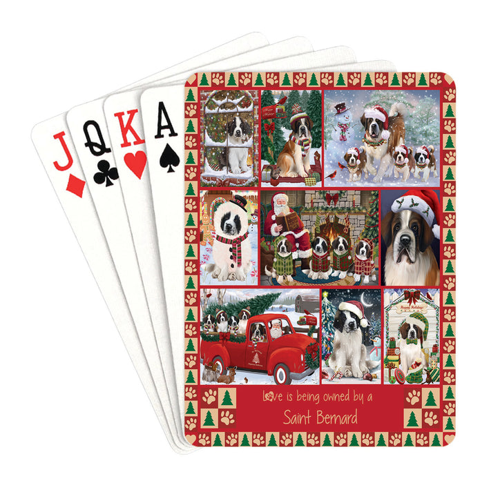 Love is Being Owned Christmas Saint Bernard Dogs Playing Card Decks