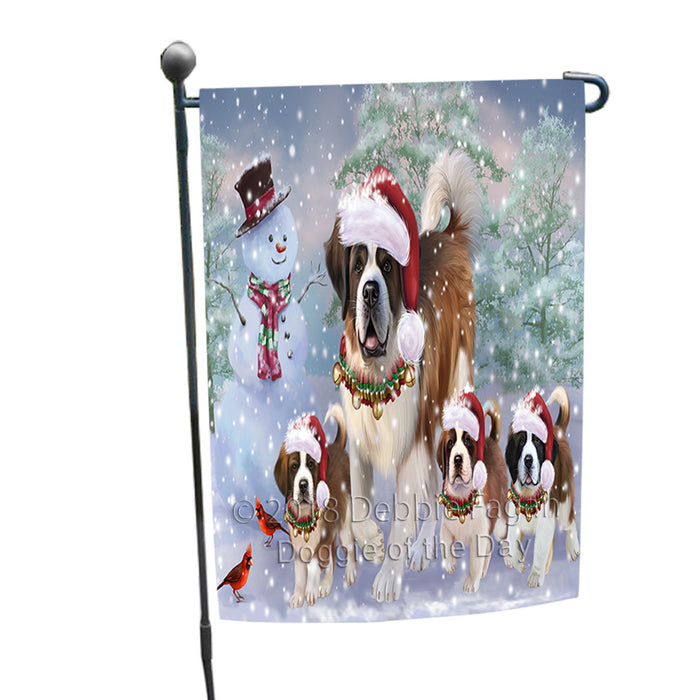 Christmas Running Family Saint Bernards Dog Garden Flag GFLG57269