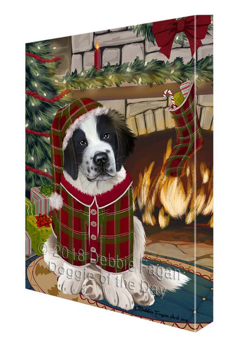 The Stocking was Hung Saint Bernard Dog Canvas Print Wall Art Décor CVS120266