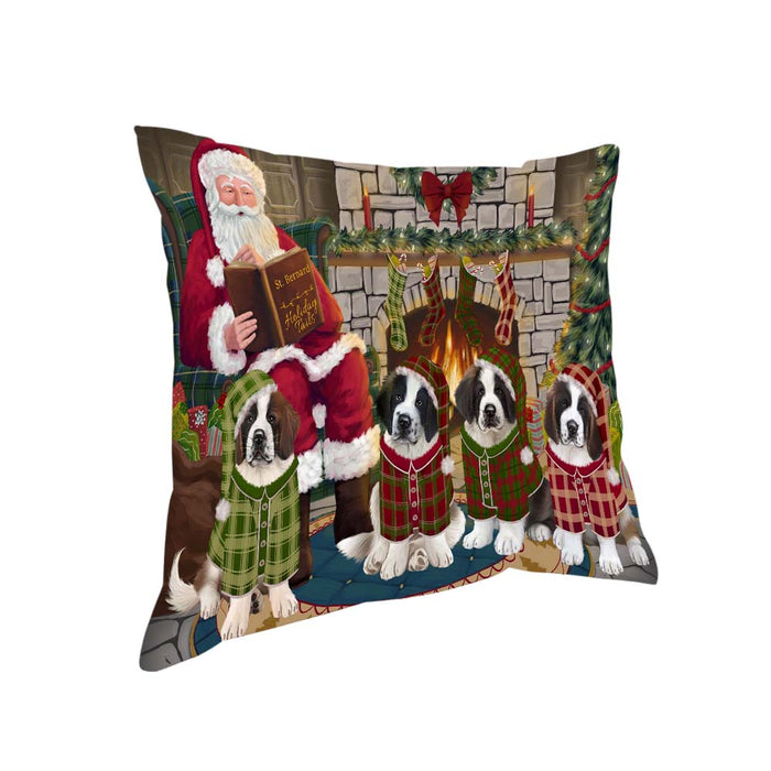 Christmas Cozy Holiday Tails Saint Bernards Dog Pillow PIL70460