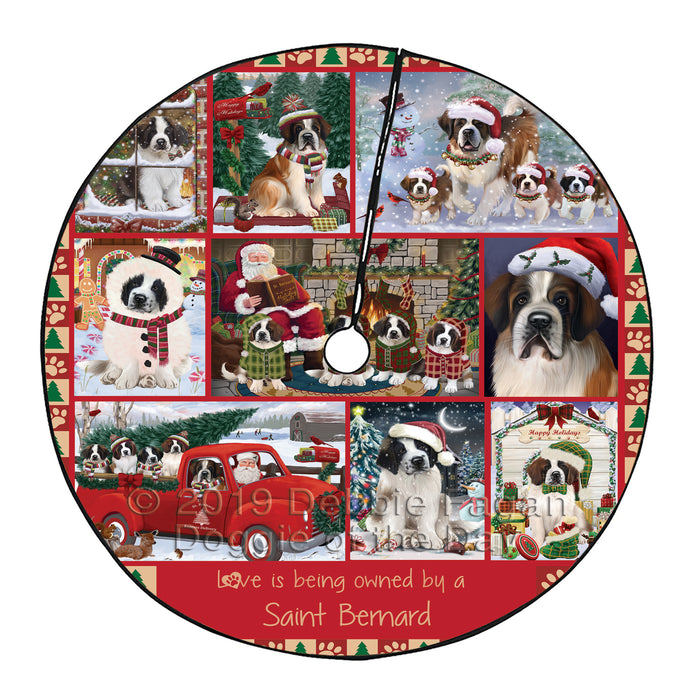 Love is Being Owned Christmas Saint Bernard Dogs Tree Skirt