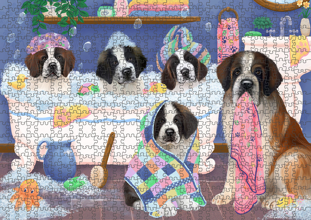 Rub A Dub Dogs In A Tub Saint Bernards Dog Puzzle with Photo Tin PUZL95468