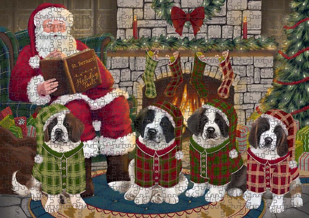 Christmas Cozy Holiday Tails Saint Bernards Dog Puzzle with Photo Tin PUZL89736
