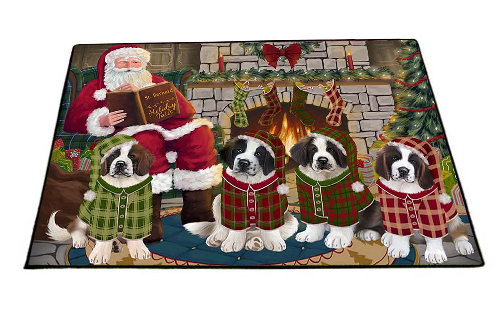 Christmas Cozy Holiday Tails Saint Bernards Dog Floormat FLMS52740