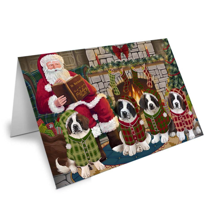 Christmas Cozy Holiday Tails Saint Bernards Dog Handmade Artwork Assorted Pets Greeting Cards and Note Cards with Envelopes for All Occasions and Holiday Seasons GCD70664