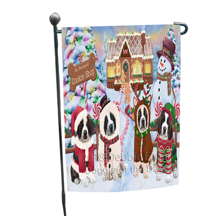 Holiday Gingerbread Cookie Shop Saint Bernards Dog Garden Flag GFLG57242