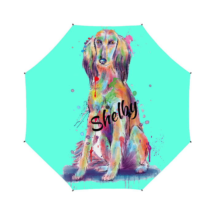 Custom Pet Name Personalized Watercolor Saluki DogSemi-Automatic Foldable Umbrella