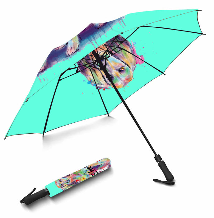 Custom Pet Name Personalized Watercolor Saluki DogSemi-Automatic Foldable Umbrella