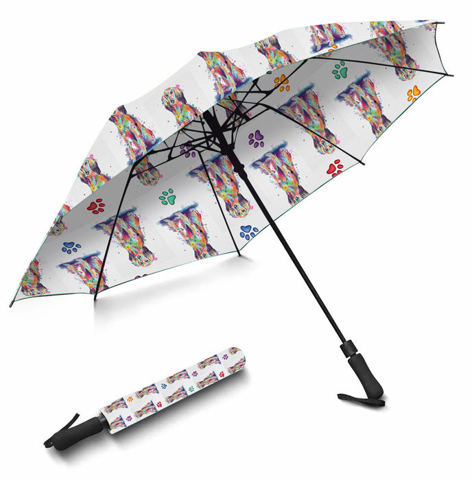 Watercolor Mini Saluki DogsSemi-Automatic Foldable Umbrella