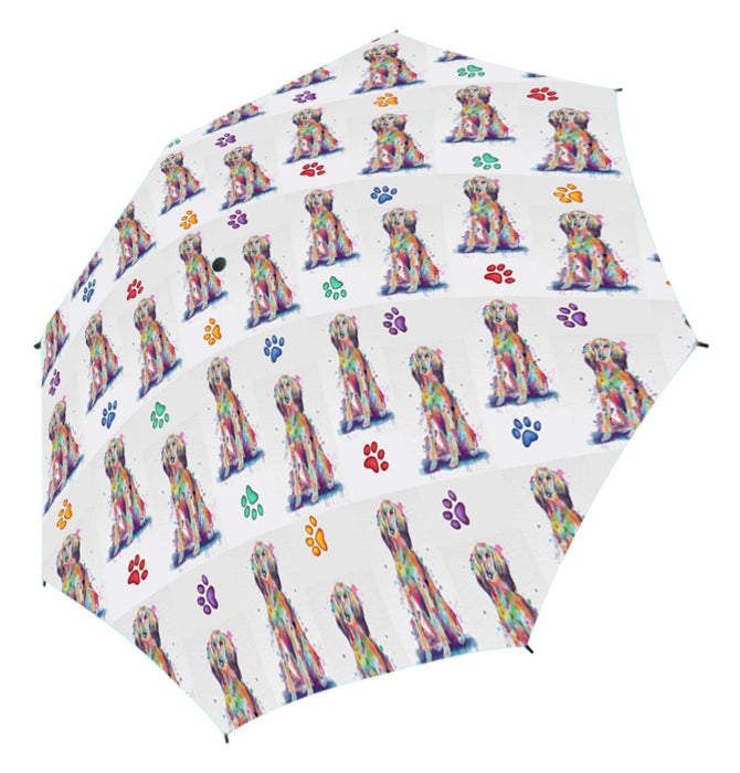 Watercolor Mini Saluki DogsSemi-Automatic Foldable Umbrella