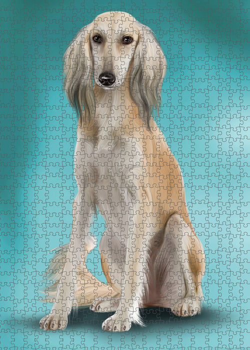 Saluki Dog Portrait Jigsaw Puzzle for Adults Animal Interlocking Puzzle Game Unique Gift for Dog Lover's with Metal Tin Box