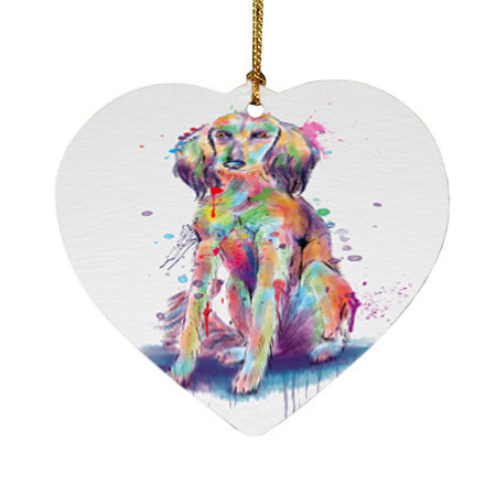Watercolor Saluki Dog Heart Christmas Ornament HPORA58797