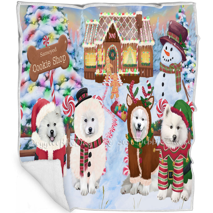 Holiday Gingerbread Cookie Shop Samoyeds Dog Blanket BLNKT128955