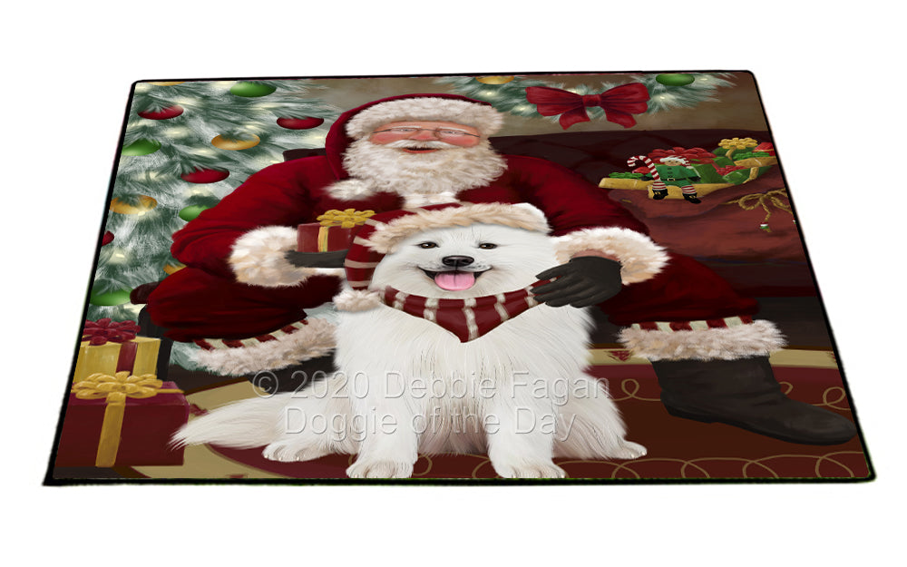 Santa's Christmas Surprise Samoyed Dog Indoor/Outdoor Welcome Floormat - Premium Quality Washable Anti-Slip Doormat Rug FLMS57565