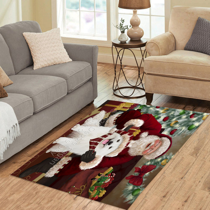 Santa's Christmas Surprise Samoyed Dog Polyester Living Room Carpet Area Rug ARUG67804