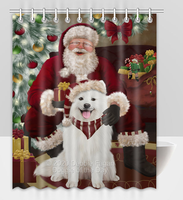 Santa's Christmas Surprise Samoyed Dog Shower Curtain Bathroom Accessories Decor Bath Tub Screens SC274