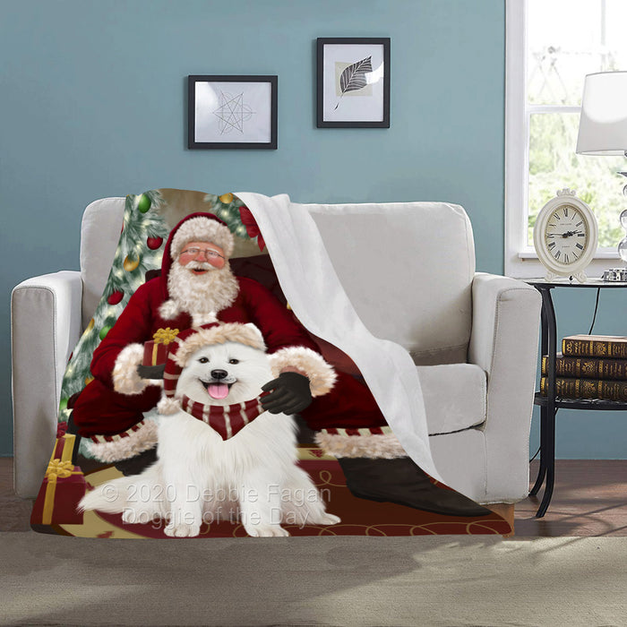 Santa's Christmas Surprise Samoyed Dog Blanket BLNKT142408