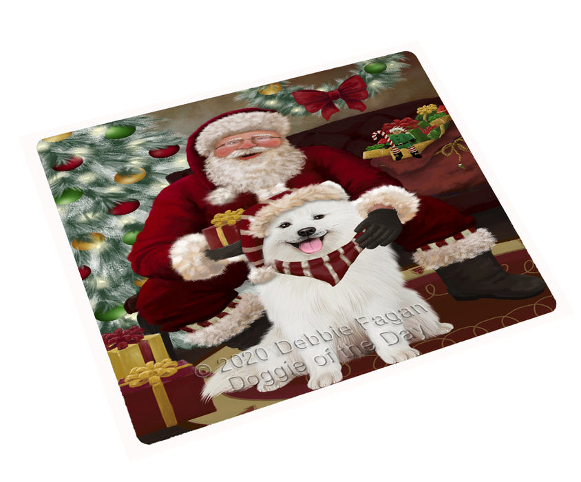 Santa's Christmas Surprise Samoyed Dog Cutting Board - Easy Grip Non-Slip Dishwasher Safe Chopping Board Vegetables C78745