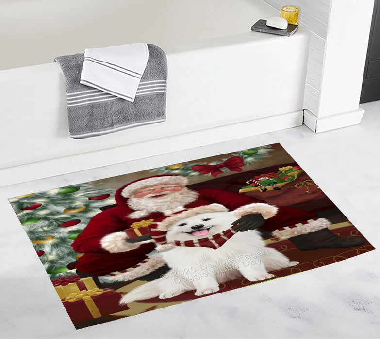 Santa's Christmas Surprise Samoyed Dog Bathroom Rugs with Non Slip Soft Bath Mat for Tub BRUG55603