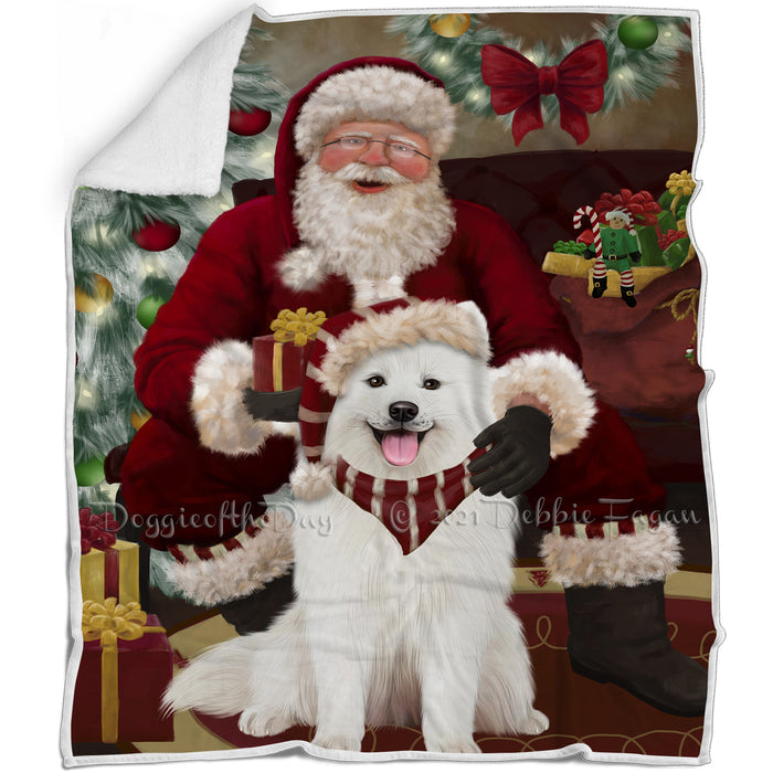 Santa's Christmas Surprise Samoyed Dog Blanket BLNKT142408