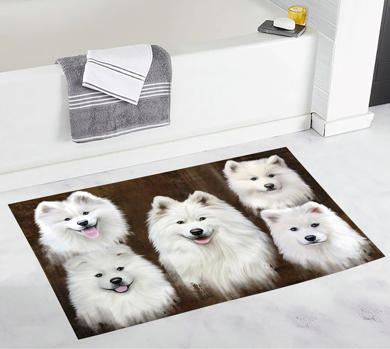 Rustic Samoyed Dogs Bath Mat