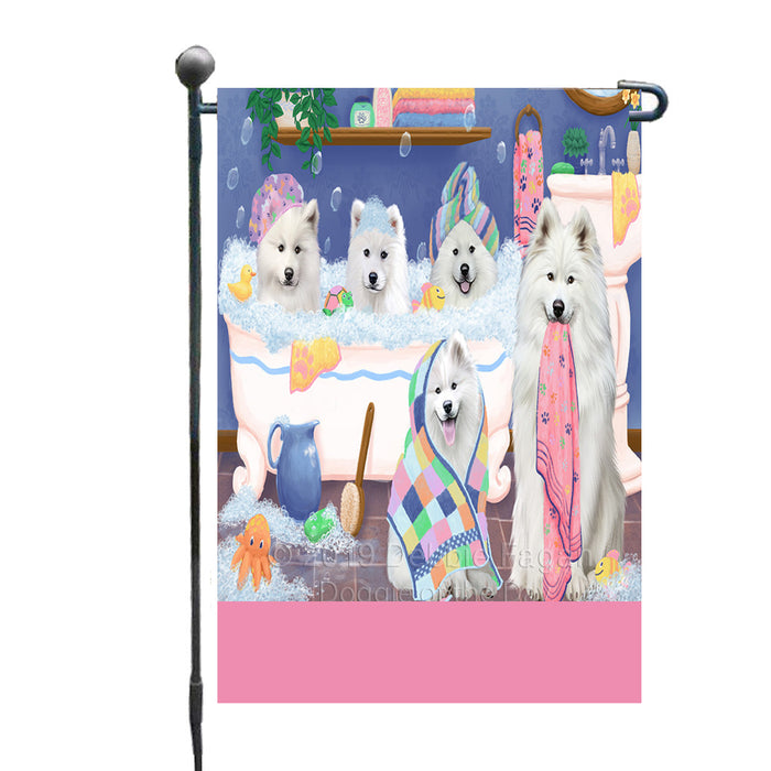 Personalized Rub A Dub Dogs In A Tub Samoyed Dogs Custom Garden Flag GFLG64904