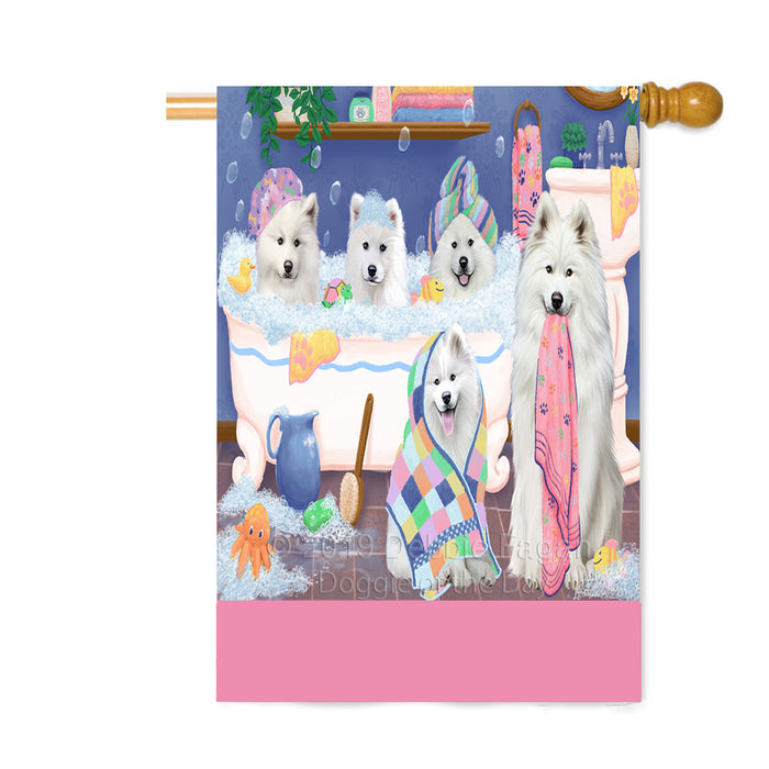 Personalized Rub A Dub Dogs In A Tub Samoyed Dogs Custom House Flag FLG64369