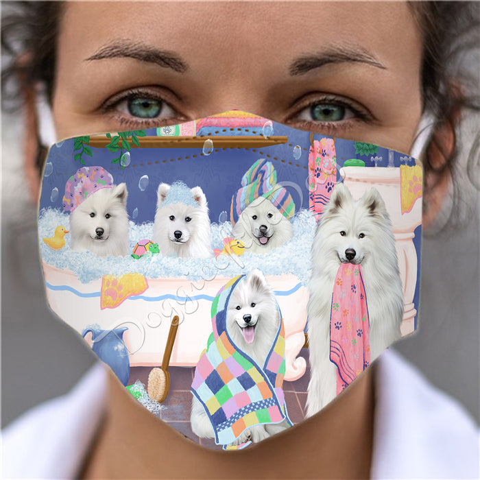 Rub A Dub Dogs In A Tub  Samoyed Dogs Face Mask FM49535