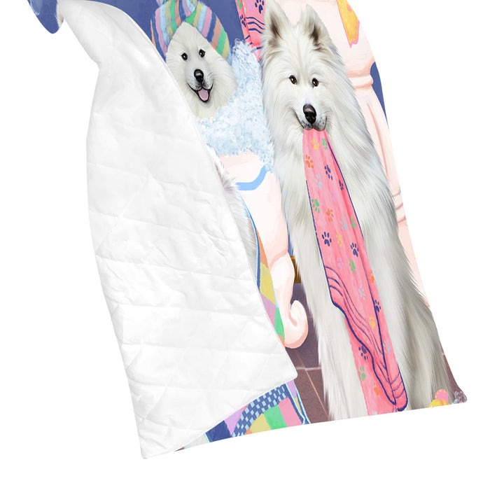 Rub A Dub Dogs In A Tub Samoyed Dogs Quilt