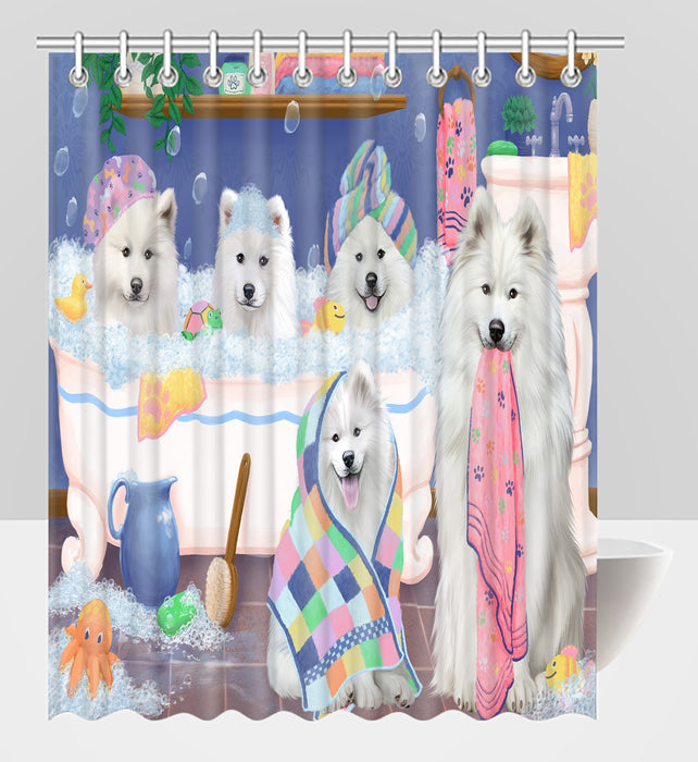 Rub A Dub Dogs In A Tub Samoyed Dogs Shower Curtain